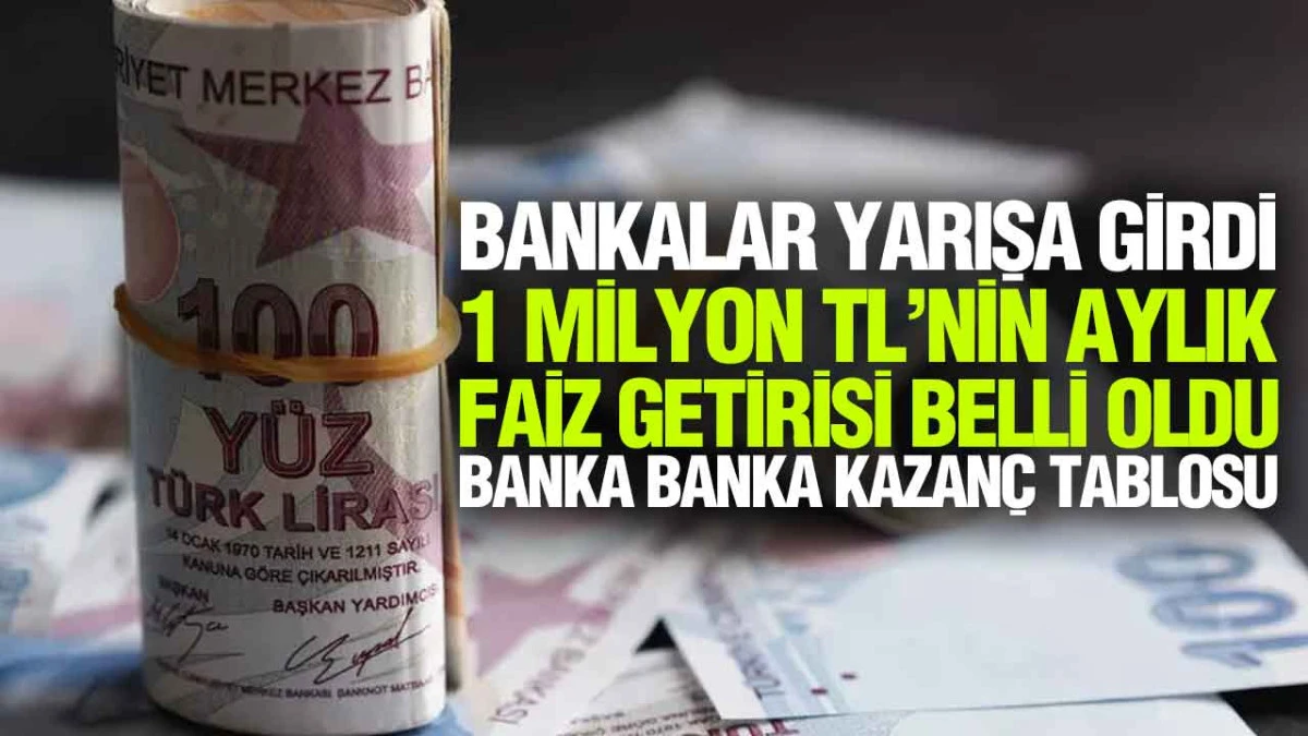 Mevduat Faizleri G&uuml;ncellendi: 1 Milyon TL 1 Ayda Ne Kadar Kazandırıyor?
