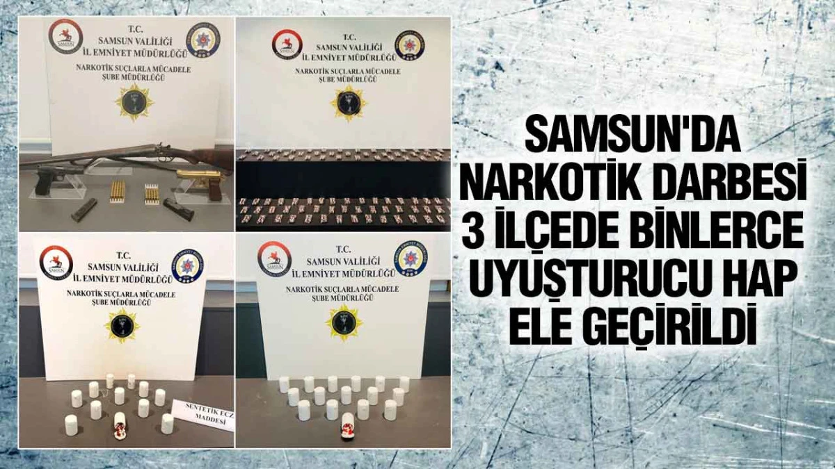 Samsun'da 3 İl&ccedil;ede Eş Zamanlı Operasyon: Uyuşturucu ve Silah Ele Ge&ccedil;irildi