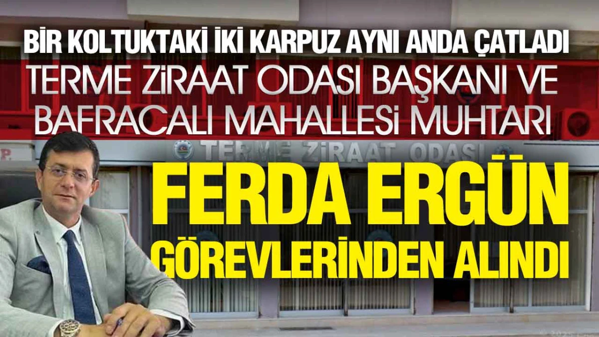 Terme&rsquo;de Ferda Erg&uuml;n G&ouml;revden Alındı, Ziraat Odası Başkanlığı ve Muhtarlık Sona Erdi